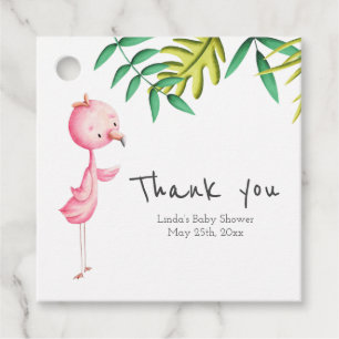 Tropical Flamingo Baby Shower Thank You Favour Tags