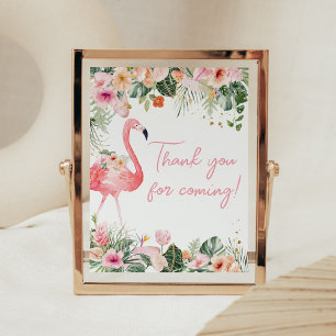 Tropical Flamingo Baby Shower Thank you for Coming Poster
