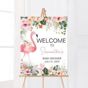 Tropical Flamingo Baby Shower Welcome Poster