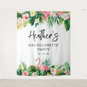 Tropical Flamingo Bachelorette Party Backdrop Tapestry