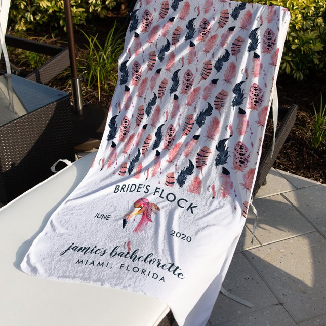 Tropical Flamingo Bachelorette Weekend Beach Towel (Creator Uploaded)
