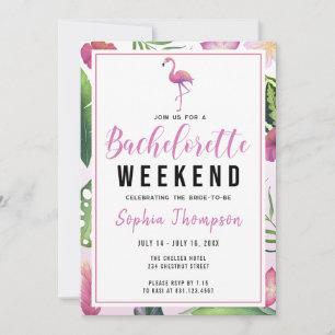 Tropical Flamingo Bachelorette Weekend Itinerary  Invitation
