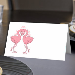 Tropical Flamingo Beach Pink  Wedding Escort Place Card