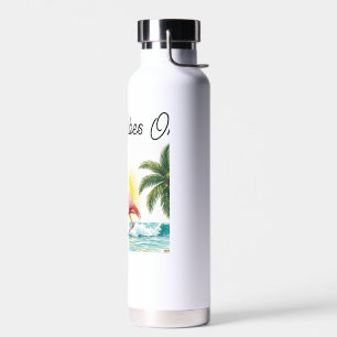 Tropical Flamingo Beach Sunset - Summer Vacation P Water Bottle