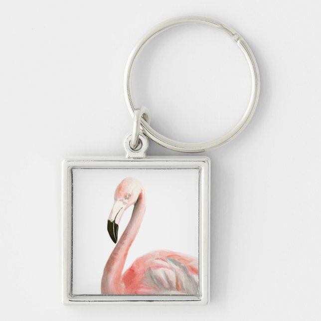 Tropical Flamingo Bird Key Ring (Front)