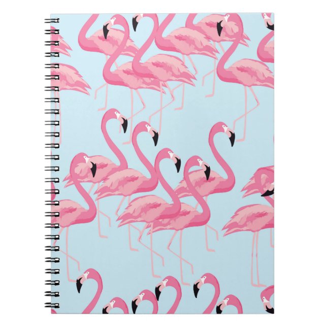 Tropical flamingo bird seamless pattern background notebook (Front)