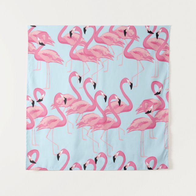 Tropical flamingo bird seamless pattern background tapestry (Front)