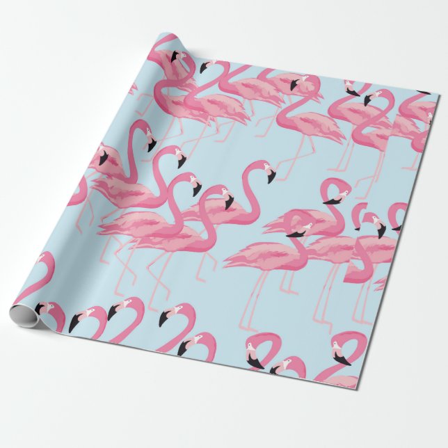 Tropical flamingo bird seamless pattern background wrapping paper (Unrolled)