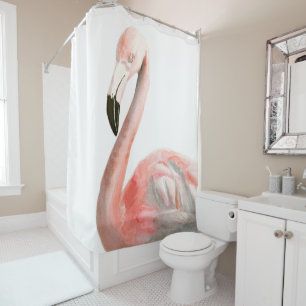 Tropical Flamingo Bird Shower Curtain