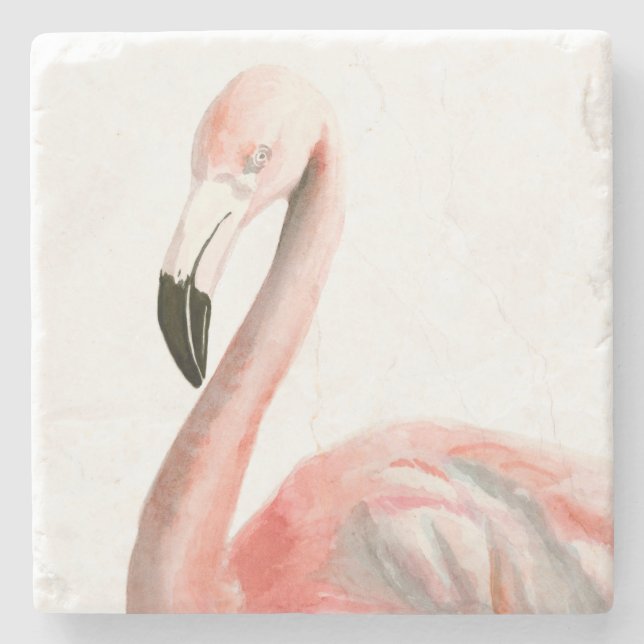 Tropical Flamingo Bird Stone Coaster (Front)