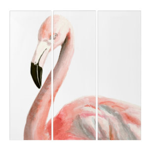 Tropical Flamingo Bird Triptych