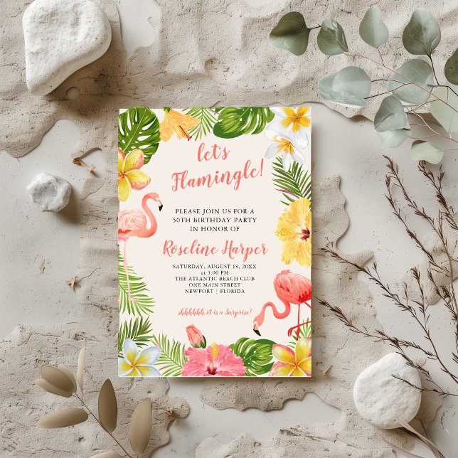 Tropical Flamingo Birthday Party Invitation (Creator Uploaded)