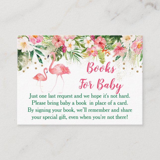 Tropical Flamingo Book Request Cards (Front)