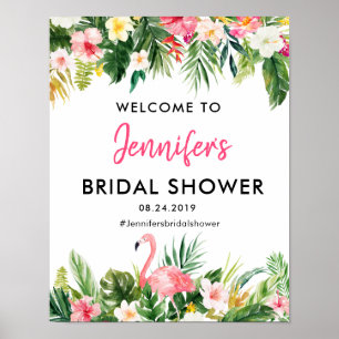 Tropical Flamingo Bridal Shower Welcome Poster