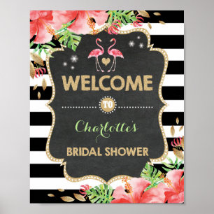 Tropical Flamingo Bridal Shower Welcome Sign Decor