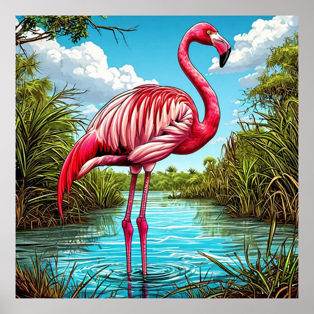 💙 Tropical Flamingo Calm Serene Nature 💙 Poster (Front)