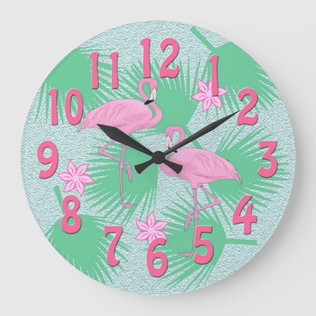 tropical flamingo clock (Front)