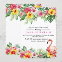 Tropical Flamingo Couples Shower Invitation