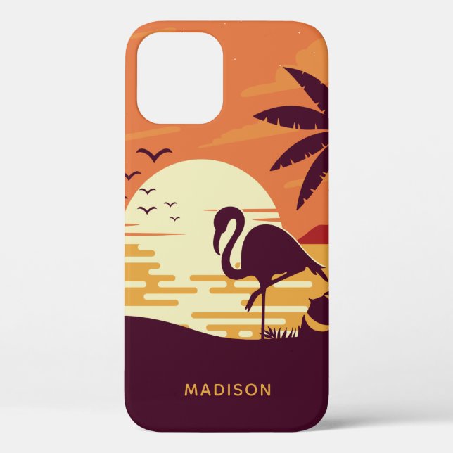 Tropical Flamingo custom name phone cases (Back)