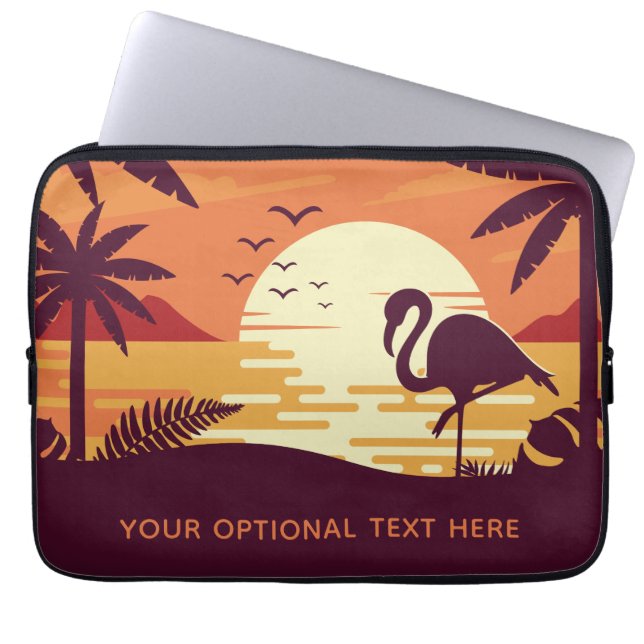 Tropical Flamingo custom text laptop sleeves (Front)