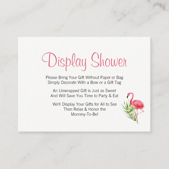 Tropical Flamingo Display Baby Shower Insert (Front)