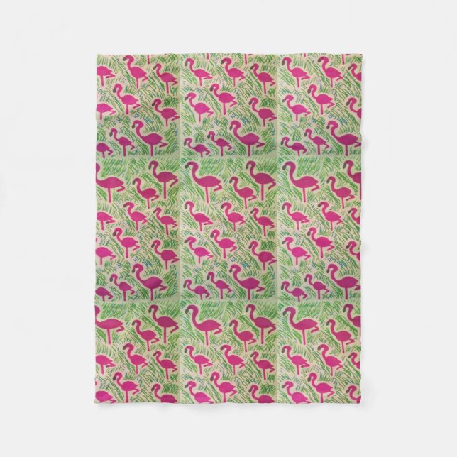 Tropical Flamingo Fleece Blanket (Front)