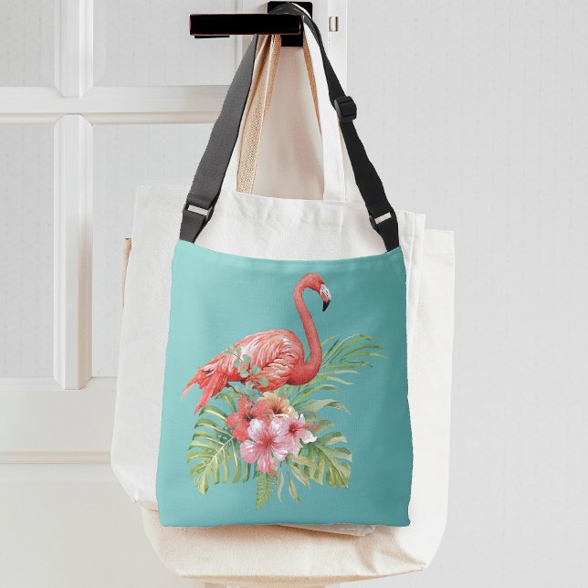 Tropical Flamingo Floral Aqua Blue Crossbody Bag (Tropical Flamingo Floral Aqua Blue Crossbody Bag)