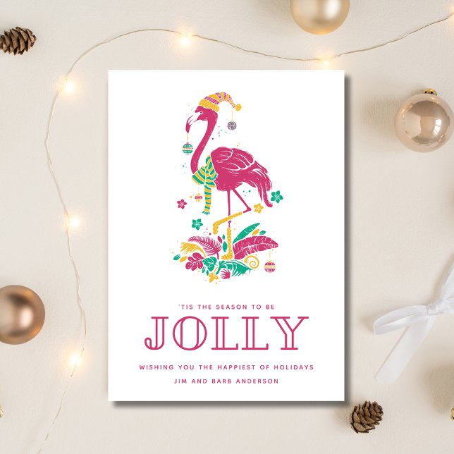 Tropical Flamingo Florida Beach Christmas Holiday Card (Tropical Flamingo Florida Beach Christmas Holiday Card)