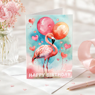 Tropical Flamingo Happy Birthday Card