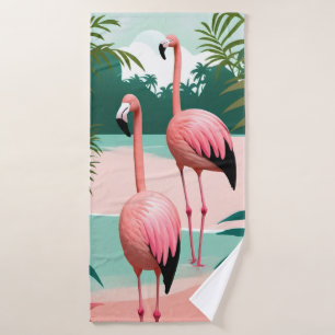 Tropical Flamingo Paradise Bath Towel Set