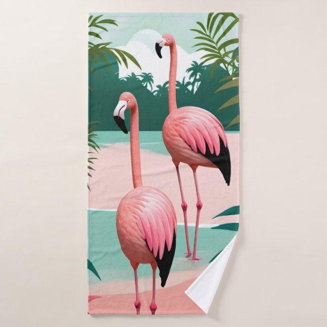 Tropical Flamingo Paradise Bath Towel Set (Bath Towel)