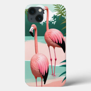 Tropical Flamingo Paradise iPhone 13 Case
