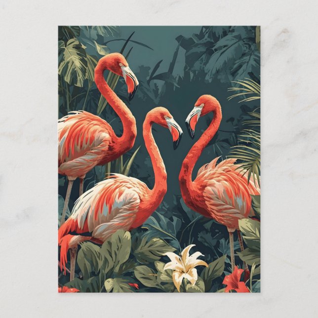 Tropical Flamingo Paradise: Vintage Postcard (Front)