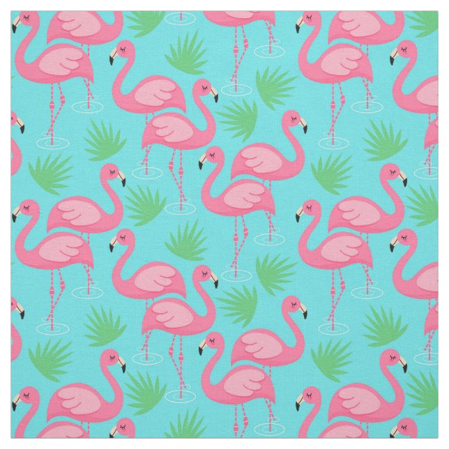Tropical Flamingo Paradise Whimsical Pink Flamingo Fabric (Swatch)