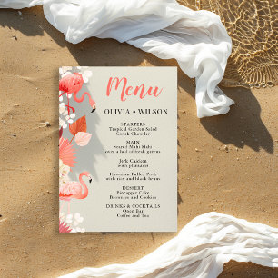 Tropical Flamingo Party Menu Card
