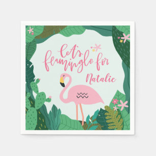 Tropical flamingo party napkin