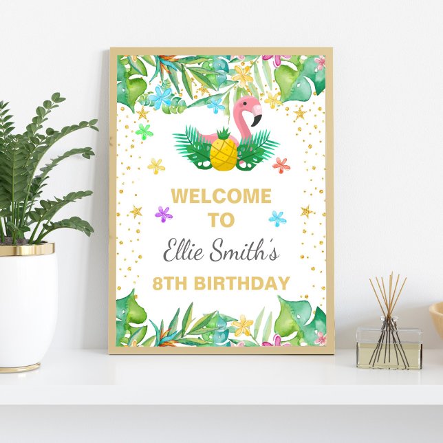 Tropical Flamingo Party Outdoor Welcome Sign Decor (Flamingo Outdoor Signs)