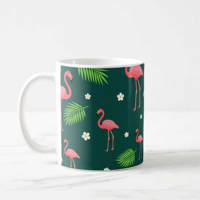 Tropical Flamingo Pattern Coffee Mug (Left)