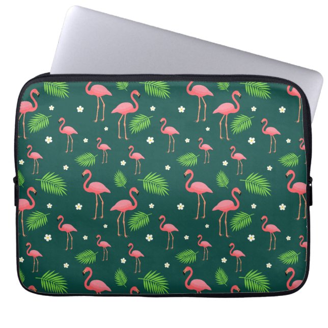 Tropical Flamingo Pattern Laptop Sleeve (Front)