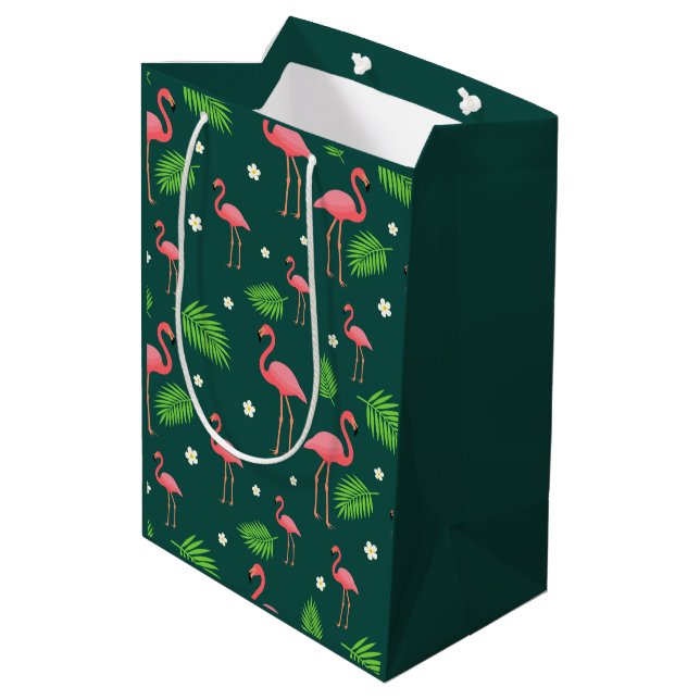 Tropical Flamingo Pattern Medium Gift Bag (Back Angled)
