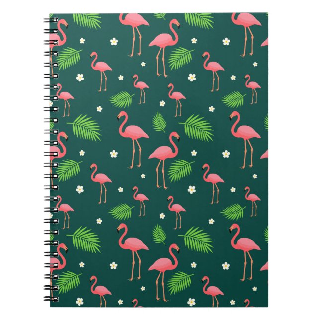 Tropical Flamingo Pattern Notebook (Front)