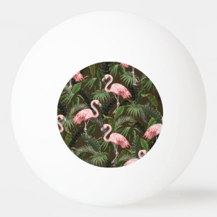 Tropical Flamingo Pattern: Vintage Leaves Ping Pong Ball