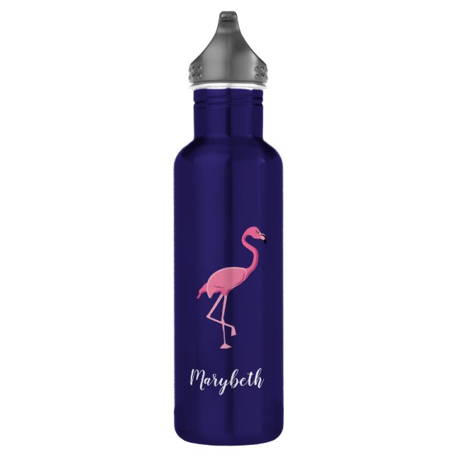"Tropical Flamingo" Personalised Matte Blue 710 Ml Water Bottle (Right)