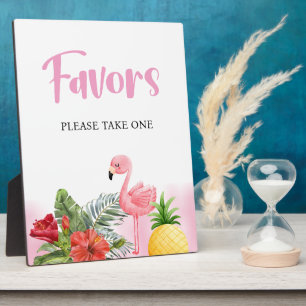 Tropical Flamingo Pink Favors Sign Plaque