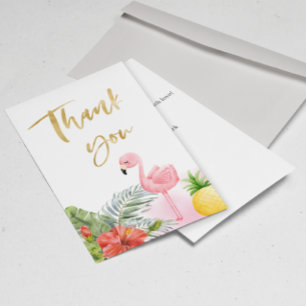 Tropical Flamingo Pink Girl Baby Shower  Thank You Card