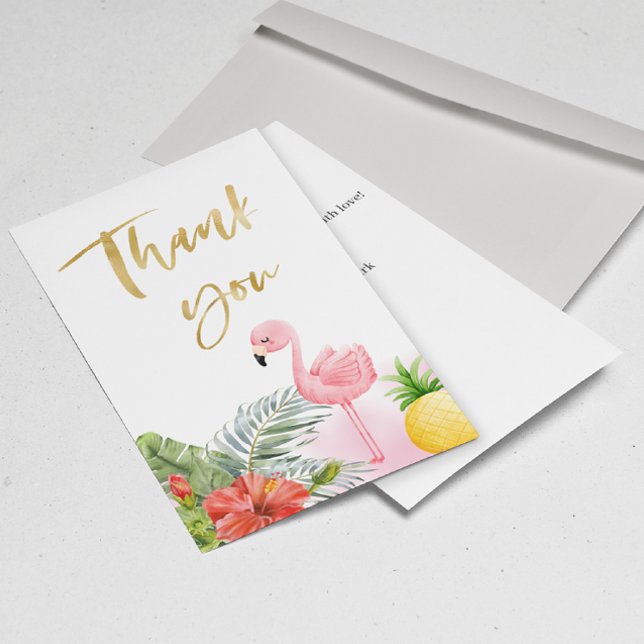 Tropical Flamingo Pink Girl Baby Shower  Thank You Card (Creator Uploaded)