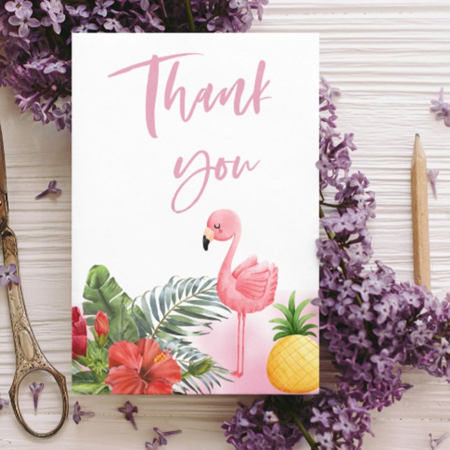 Tropical Flamingo Pink Girl Baby Shower  Thank You Card (Creator Uploaded)