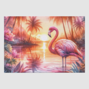 Tropical Flamingo Pink Sunset Decoupage Tissue Paper