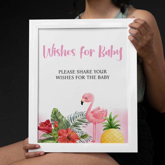 Tropical Flamingo Pink Wishes for Baby Sign Poster (Creator Uploaded)