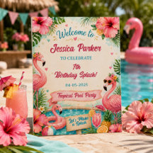 Tropical Flamingo Pool Party 7th Birthday Splash